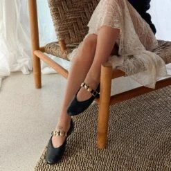 RELAN BALLET FLATS BLACK LEATHER(Relan Ballet Flats Black Leather) -Dolce Vita Sale Store 40lavina.s RELAN BLACK 1