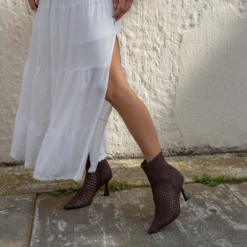 LONNI BOOTIES DK BROWN WOVEN LEATHER(Lonni Booties Dk Brown Woven Leather) -Dolce Vita Sale Store 40stepholejn LONNI DK BROWN 6