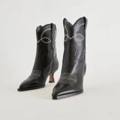 ANGEL BOOTIES BLACK WHITE LEATHER(Angel Booties Black White Leather) 5 ANGEL BOOTIES BLACK WHITE LEATHER(Angel Booties Black White Leather) -Dolce Vita Sale Store DOLCEVITA BOOTIES ANGEL BLACKLEATHER DETAILS 02