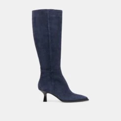AUGGIE WIDE CALF BOOTS NAVY SUEDE(Auggie Wide Calf Boots Navy Suede)