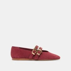 BAYLEE GROMMET BALLET FLATS OXBLOOD PERFORATED SUEDE(Baylee Grommet Ballet Flats Oxblood Perforated Suede)