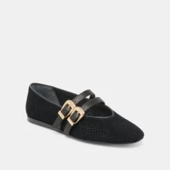 BAYLEE BALLET FLATS ONYX PERFORATED SUEDE(Baylee Ballet Flats Onyx Perforated Suede) -Dolce Vita Sale Store DOLCEVITA FLATS BAYLEE ONYXPERFORATEDSUEDE 01