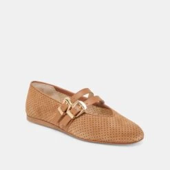 BAYLEE BALLET FLATS PECAN PERFORATED SUEDE(Baylee Ballet Flats Pecan Perforated Suede) -Dolce Vita Sale Store DOLCEVITA FLATS BAYLEE PECANPERFORATEDSUEDE 01