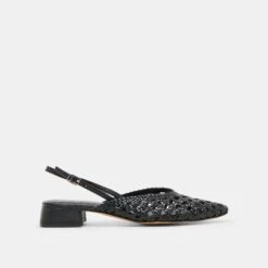 BIRDIE FLATS BLACK WOVEN LEATHER(Birdie Flats Black Woven Leather)