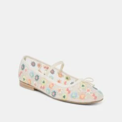 CADEL FLORAL BALLET FLATS IVORY FLORAL MESH(Cadel Floral Ballet Flats Ivory Floral Mesh) -Dolce Vita Sale Store DOLCEVITA FLATS CADELFLORAL IVORYFLORALMESH 01