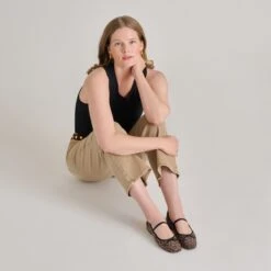 CADEL BALLET FLATS DK LEOPARD MESH(Cadel Ballet Flats Dk Leopard Mesh) -Dolce Vita Sale Store DOLCEVITA FLATS CADEL DKLEOPARDMESH ONFOOT 01