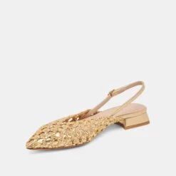 CYNDI FLATS GOLD WOVEN(Cyndi Flats Gold Woven) 8 CYNDI FLATS GOLD WOVEN(Cyndi Flats Gold Woven) -Dolce Vita Sale Store DOLCEVITA FLATS CYNDI GOLDWOVEN 08