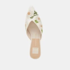 ELM FLATS WHITE FLORAL RAFFIA(Elm Flats White Floral Raffia) -Dolce Vita Sale Store DOLCEVITA FLATS ELM WHITEFLORALRAFFIA 06