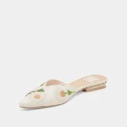 ELM FLATS WHITE FLORAL RAFFIA(Elm Flats White Floral Raffia) -Dolce Vita Sale Store DOLCEVITA FLATS ELM WHITEFLORALRAFFIA 08