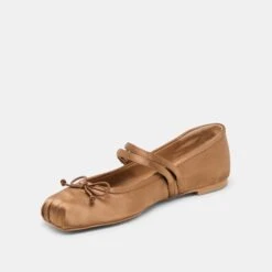 GIBSEN BALLET FLATS MID BROWN SATIN(Gibsen Ballet Flats Mid Brown Satin) -Dolce Vita Sale Store DOLCEVITA FLATS GIBSEN MIDBROWNSATIN 08