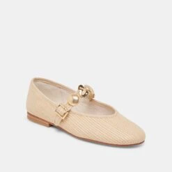 RELAN BALLET FLATS LT NATURAL RAFFIA(Relan Ballet Flats Lt Natural Raffia) -Dolce Vita Sale Store DOLCEVITA FLATS RELAN LTNATURALRAFFIA 01