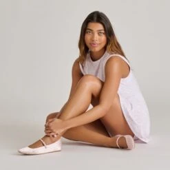 REYES X BYRDIE GOLF BALLET FLATS PINK PLAID GINGHAM(Reyes X Byrdie Golf Ballet Flats Pink Plaid Gingham) 11 REYES X BYRDIE GOLF BALLET FLATS PINK PLAID GINGHAM(Reyes X Byrdie Golf Ballet Flats Pink Plaid Gingham) -Dolce Vita Sale Store DOLCEVITA FLATS REYESBYRDIES PINKPLAID ONFOOT 02