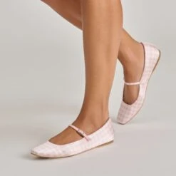 REYES X BYRDIE GOLF BALLET FLATS PINK PLAID GINGHAM(Reyes X Byrdie Golf Ballet Flats Pink Plaid Gingham) 10 REYES X BYRDIE GOLF BALLET FLATS PINK PLAID GINGHAM(Reyes X Byrdie Golf Ballet Flats Pink Plaid Gingham) -Dolce Vita Sale Store DOLCEVITA FLATS REYESBYRDIES PINKPLAID ONFOOT 04