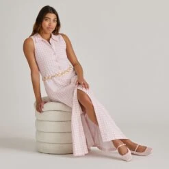 REYES X BYRDIE GOLF BALLET FLATS PINK PLAID GINGHAM(Reyes X Byrdie Golf Ballet Flats Pink Plaid Gingham) 6 REYES X BYRDIE GOLF BALLET FLATS PINK PLAID GINGHAM(Reyes X Byrdie Golf Ballet Flats Pink Plaid Gingham) -Dolce Vita Sale Store DOLCEVITA FLATS REYESBYRDIES PINKPLAID ONFOOT 06