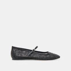 REYES CRYSTAL BALLET FLATS BLACK MESH(Reyes Crystal Ballet Flats Black Mesh)