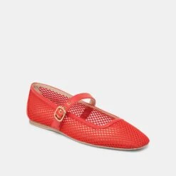 RODNI MESH BALLET FLATS CHILI WOVEN MESH(Rodni Mesh Ballet Flats Chili Woven Mesh) -Dolce Vita Sale Store DOLCEVITA FLATS RODNIMESH REDWOVENMESH 01
