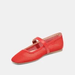 RODNI MESH BALLET FLATS CHILI WOVEN MESH(Rodni Mesh Ballet Flats Chili Woven Mesh) -Dolce Vita Sale Store DOLCEVITA FLATS RODNIMESH REDWOVENMESH 08