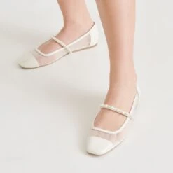 ROLLIN PEARL BALLET FLATS WHITE MESH(Rollin Pearl Ballet Flats White Mesh) 9 ROLLIN PEARL BALLET FLATS WHITE MESH(Rollin Pearl Ballet Flats White Mesh) -Dolce Vita Sale Store DOLCEVITA FLATS ROLLINPEARL WHITEMESH ONFOOT 02