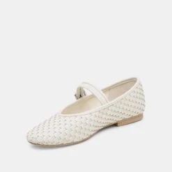 ROSLYN WOVEN BALLET FLATS TRUE WHITE WOVEN LEATHER(Roslyn Woven Ballet Flats True White Woven Leather) -Dolce Vita Sale Store DOLCEVITA FLATS ROSLYNWOVEN TRUEWHITEWOVENLEATHER 08