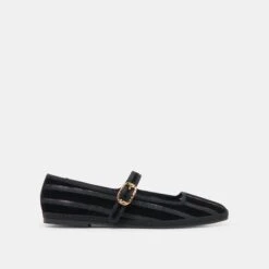 TAMEKA BALLET FLATS BLACK STRIPE MESH(Tameka Ballet Flats Black Stripe Mesh)