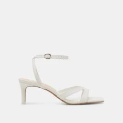 BECKI WIDE HEELS TRUE WHITE LEATHER(Becki Wide Heels True White Leather)