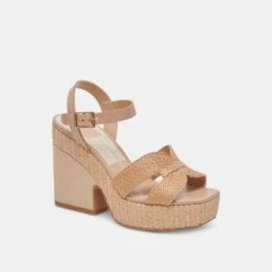 CALE HEELS LT NATURAL RAFFIA(Cale Heels Lt Natural Raffia) -Dolce Vita Sale Store DOLCEVITA HEELS CALE CITRUSMULTIRAFFIA 01