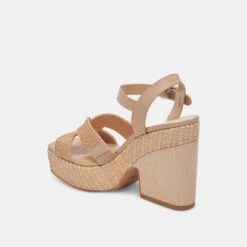 CALE HEELS LT NATURAL RAFFIA(Cale Heels Lt Natural Raffia) -Dolce Vita Sale Store DOLCEVITA HEELS CALE CITRUSMULTIRAFFIA 08