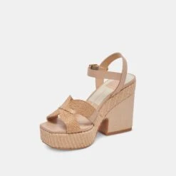 CALE HEELS LT NATURAL RAFFIA(Cale Heels Lt Natural Raffia) -Dolce Vita Sale Store DOLCEVITA HEELS CALE CITRUSMULTIRAFFIA 09