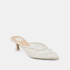 CLARA PEARL HEELS TRUE WHITE DAISY MESH(Clara Pearl Heels True White Daisy Mesh) -Dolce Vita Sale Store DOLCEVITA HEELS CLARAPEARL TRUEWHITEDAISYMESH 01