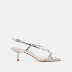 LAURY HEELS SILVER EMBOSSED LEATHER(Laury Heels Silver Embossed Leather)