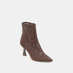 LONNI BOOTIES DK BROWN WOVEN LEATHER(Lonni Booties Dk Brown Woven Leather) -Dolce Vita Sale Store DOLCEVITA HEELS LONNI DKBROWNWOVENLEATHER 01