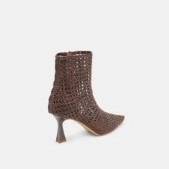 LONNI BOOTIES DK BROWN WOVEN LEATHER(Lonni Booties Dk Brown Woven Leather) -Dolce Vita Sale Store DOLCEVITA HEELS LONNI DKBROWNWOVENLEATHER 03