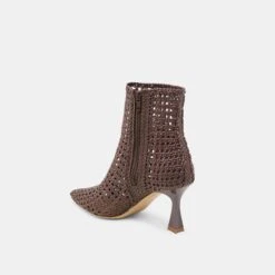 LONNI BOOTIES DK BROWN WOVEN LEATHER(Lonni Booties Dk Brown Woven Leather) -Dolce Vita Sale Store DOLCEVITA HEELS LONNI DKBROWNWOVENLEATHER 09