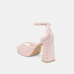 PANDRO X BYRDIE GOLF HEELS PINK PLAID GINGHAM(Pandro X Byrdie Golf Heels Pink Plaid Gingham) -Dolce Vita Sale Store DOLCEVITA HEELS PANDRO PINKPLAIDGINGHAM 09