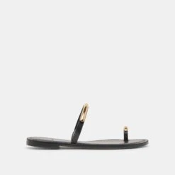 WINK WIDE SANDALS BLACK LEATHER(Wink Wide Sandals Black Leather)