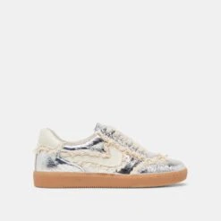 NOTICE LACE SNEAKERS SILVER DISTRESSED LEATHER(Notice Lace Sneakers Silver Distressed Leather)
