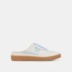 NOTICE SLIDE SNEAKERS WHITE BLUE EYELET(Notice Slide Sneakers White Blue Eyelet)