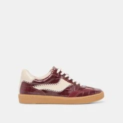 NOTICE STITCH SNEAKERS OXBLOOD CROCO EMBOSSED LEATHER(Notice Stitch Sneakers Oxblood Croco Embossed Leather)