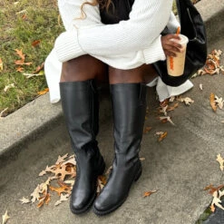 GLORY H2O WIDE CALF BOOTS BLACK LEATHER(Glory H2o Wide Calf Boots Black Leather) 8 GLORY H2O WIDE CALF BOOTS BLACK LEATHER(Glory H2o Wide Calf Boots Black Leather) -Dolce Vita Sale Store GLORYWC