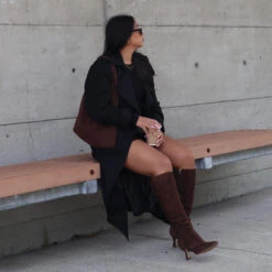 GYRA WIDE CALF BOOTS DK BROWN SUEDE(Gyra Wide Calf Boots Dk Brown Suede) -Dolce Vita Sale Store GYRADKBROWN